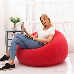 PVC flocked air inflatable air chair sofa inflatable ball shaped sofa for indoor and outdoor for adult