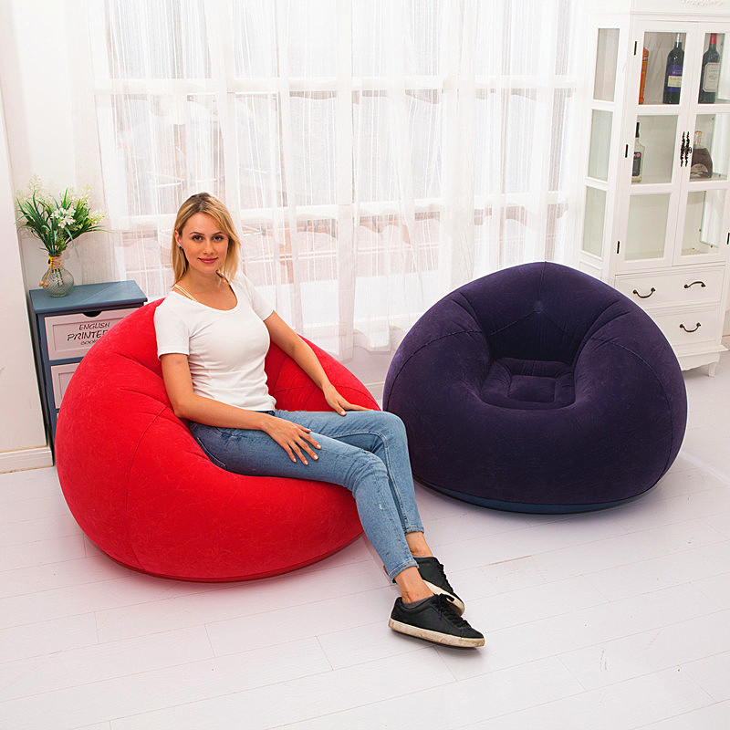 2023 Hot Sale 110Cm Pvc Flocking Inflatable Lazy Sofa Lounger Bean Bag Sofa Chair