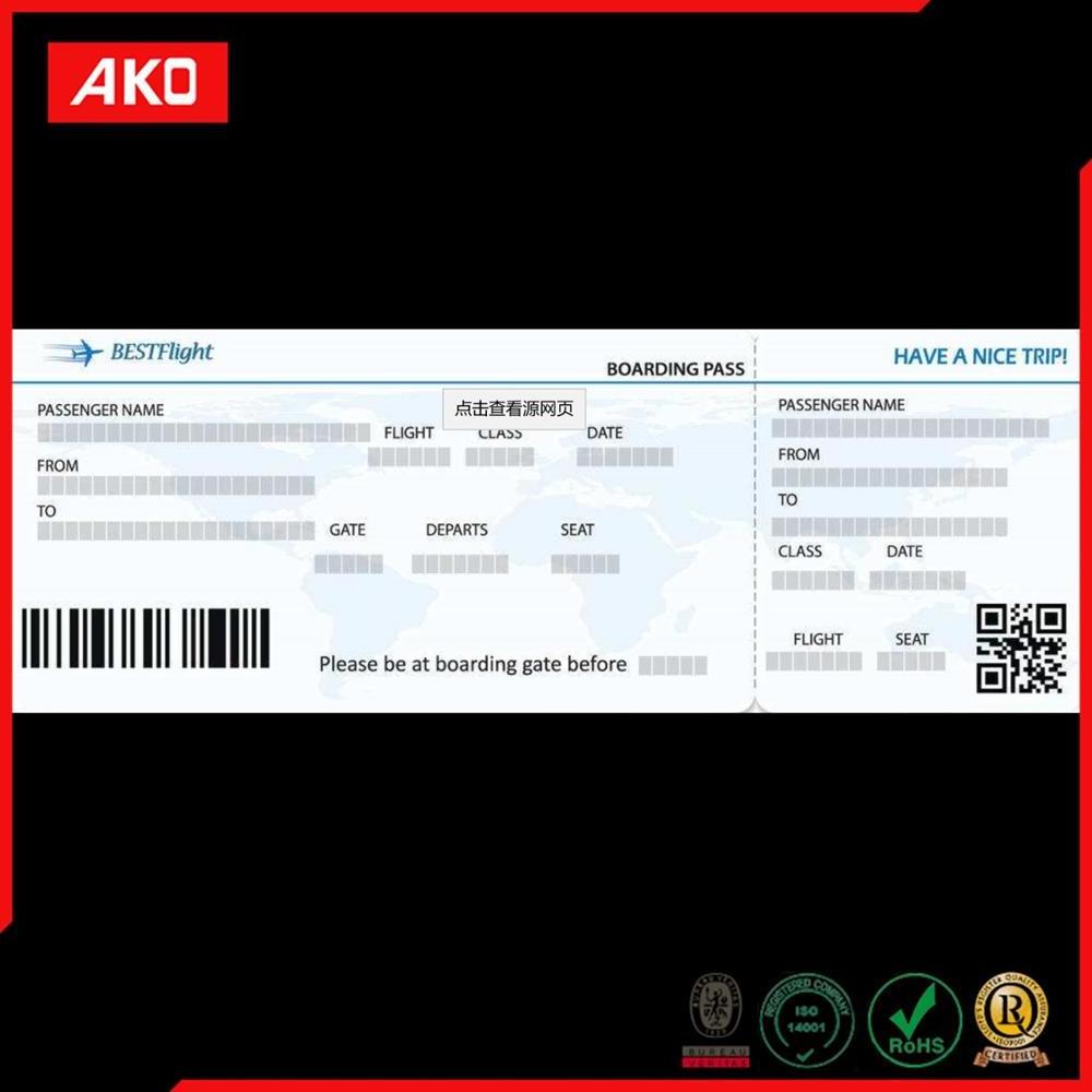 Airline boarding pass custom ticket paper for movie tickets entrance boarding pass