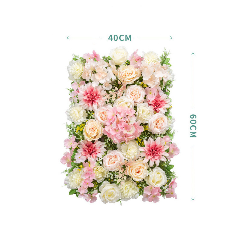 3D White Silk Rose Wall Panel Wedding Decor Roll Up Artificial Flower Row Backdrop Decoration Pink Flower Wall