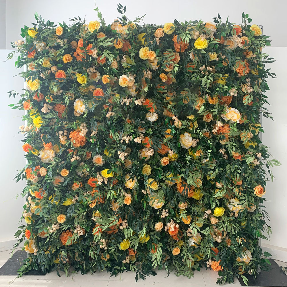 Wholesale Flower Wall Backdrop 8ft X 8ft Artificial Roll Black Flower Wall Panel Backdrop Panels For Wedding Event Decoration