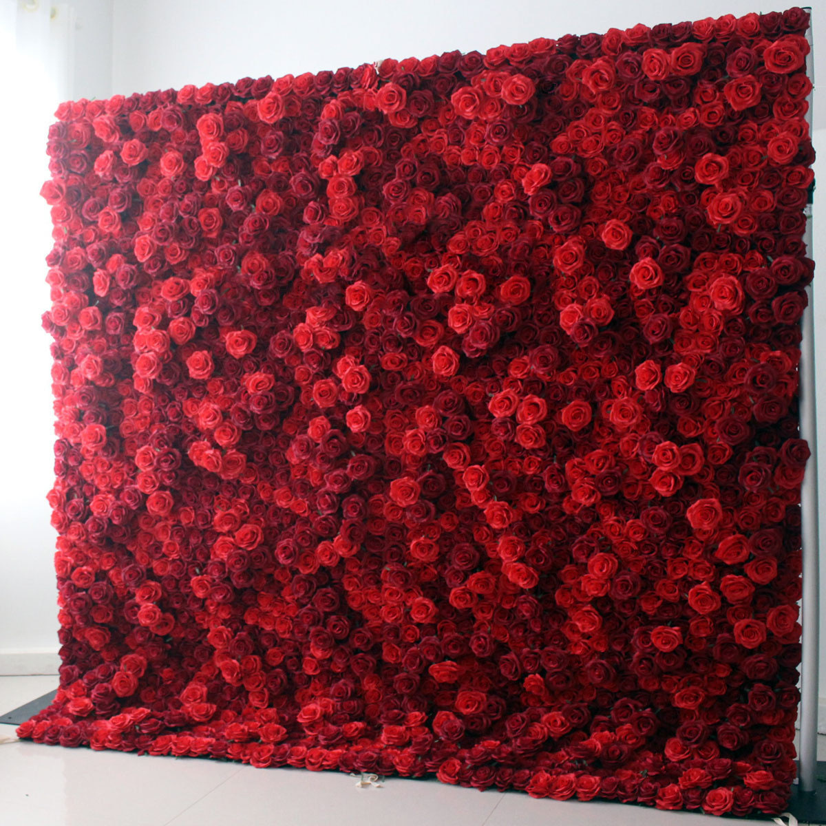 Customized roll up burgundy flower wall backdrop wedding decoration red rose greenery flowers panels for wedding events Decor