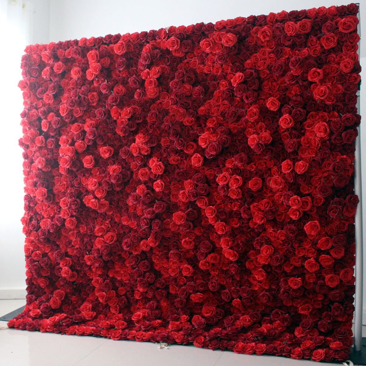 Customized roll up burgundy flower wall backdrop wedding decoration red rose greenery flowers panels for wedding events Decor