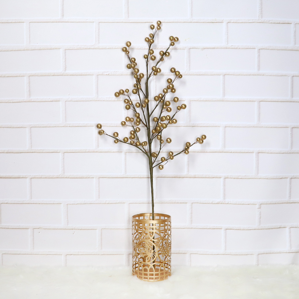 Gold Tree Branch Plastic Artificial Flower Home Christmas Decorations For Xmas Christmas Party Home Decors