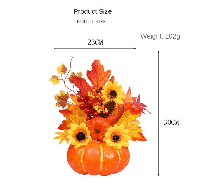 Artificial Lifelike Halloween Mixed Pumpkins Pumpkins with Maple Leaves Festival Thanksgiving Fall Harvest Home Decoration