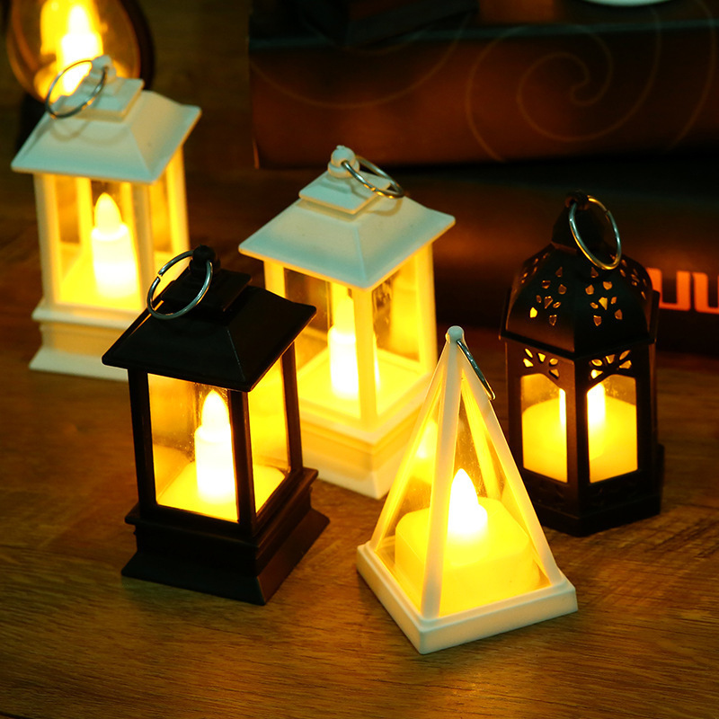 Led Retro Small Lantern Christmas Small Oil Lamp Electric Candle Lamp Portable Small Night Lamp Plastic Storm Lantern Ornaments