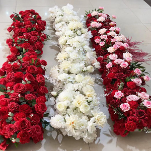 High quality silk faux rose flowers runners  floral aisle runner wedding row decoration artificial wedding arch flower