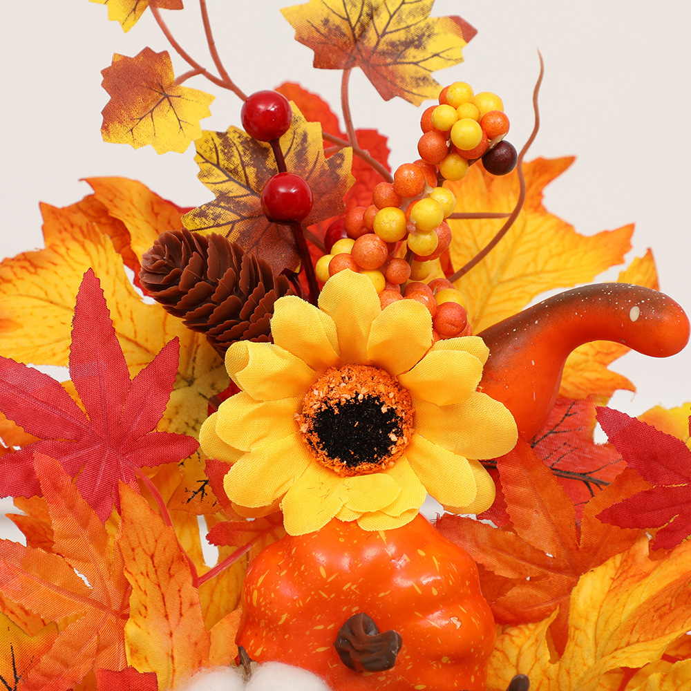 Artificial Lifelike Halloween Mixed Pumpkins Pumpkins with Maple Leaves Festival Thanksgiving Fall Harvest Home Decoration