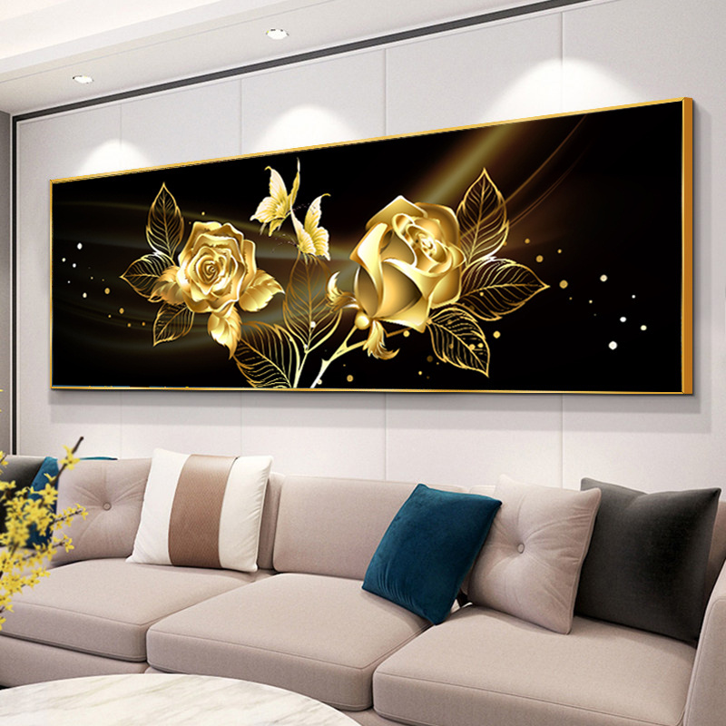 Hot Sale Best Modern Gold Flower Poster Print Wall Art Rolled Canvas Painting For Living Room