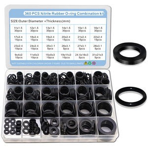 6 Size Water Hose Gasket 18 Size O Ring Rubber Gasket Washer Assortment Kit 360PCS Nitrile Washers Set for Plumbing Faucet Pipe