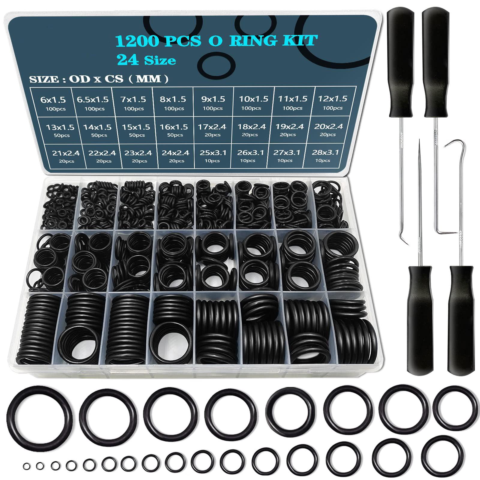 6 Size Water Hose Gasket 18 Size O Ring Rubber Gasket Washer Assortment Kit 360PCS Nitrile Washers Set for Plumbing Faucet Pipe