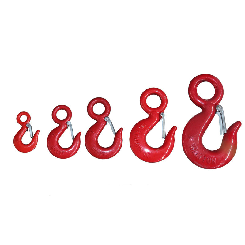 US Type Eye Hoist Hook Heavy Chain Drop Forged Alloy Steel with Safety Latch 1 Ton 5 Ton 30 Ton Spring Load  320A/320C SHALL