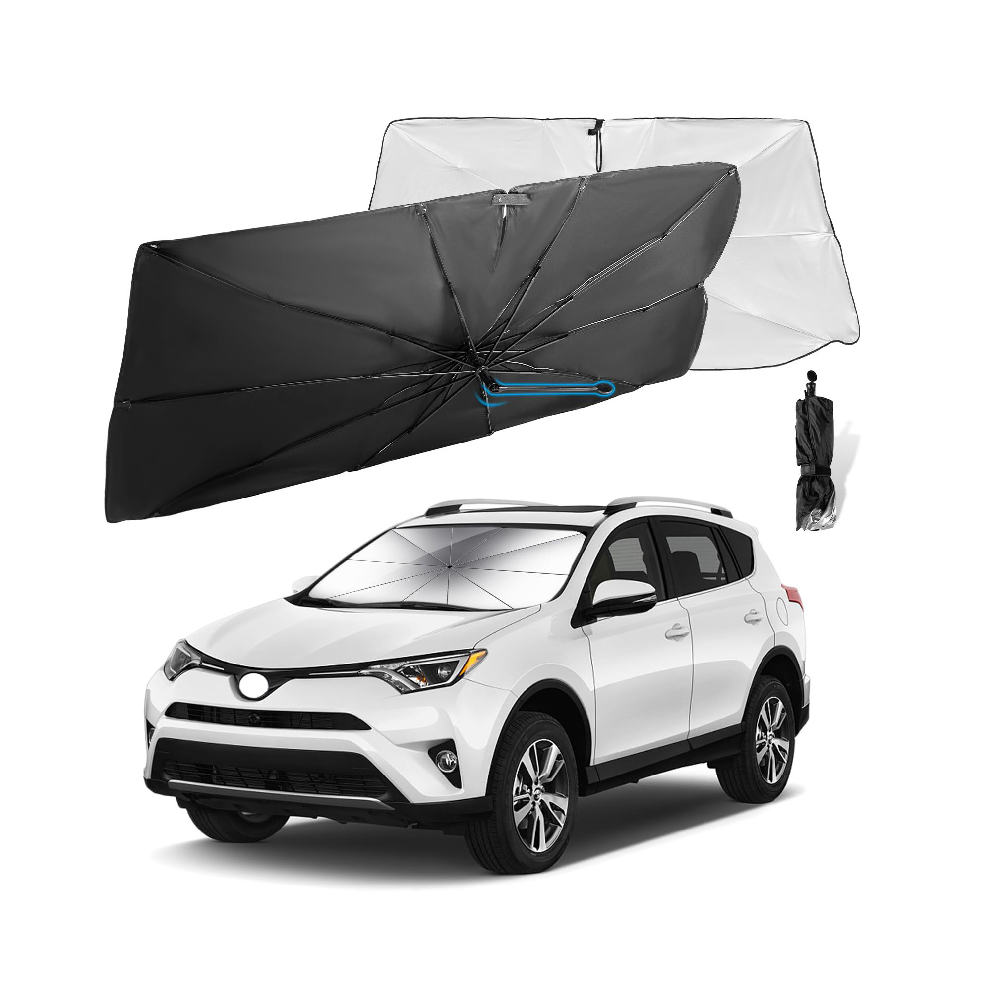 Foldable Car Windshield Sun Shade Umbrella Fit Sedan SUV Pickup Truck Most Vehicles Car Window Shades Front Windshield Sunshade