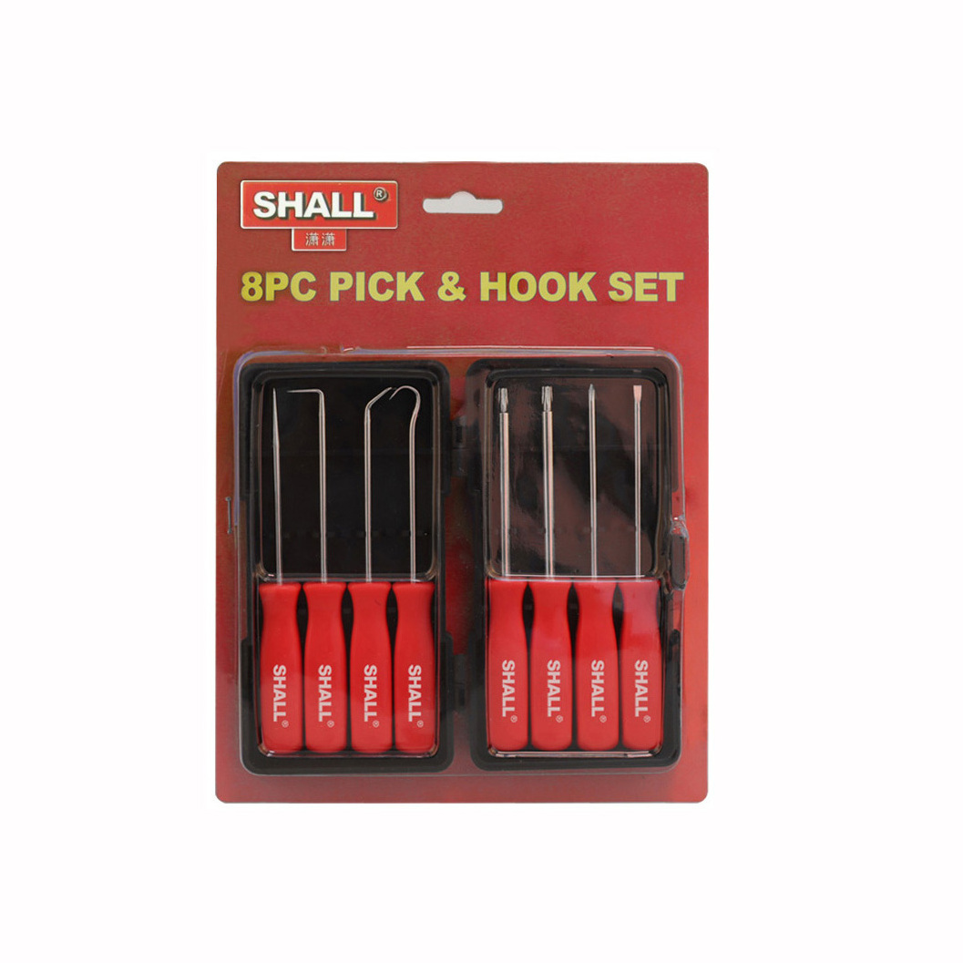 8Pcs Precision Pick & Hook Set Automotive & Electronic Hand Tools Includes Angled Straight and Full Hooks and Picks for Mechanic