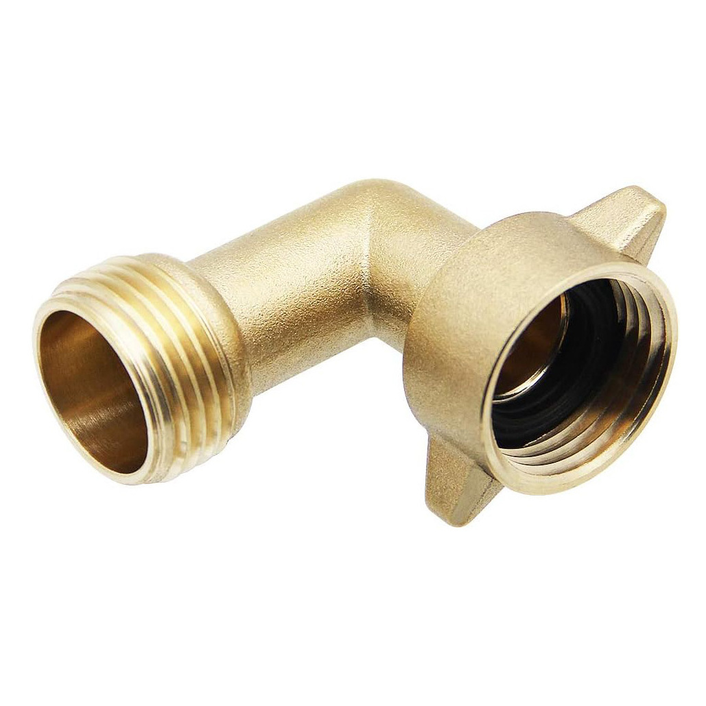 SHALL Garden Hose Elbow Connector 90 Degree Brass Hose Elbow, 3/4