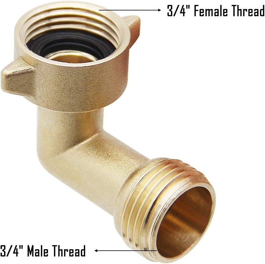 SHALL Garden Hose Elbow Connector 90 Degree Brass Hose Elbow, 3/4