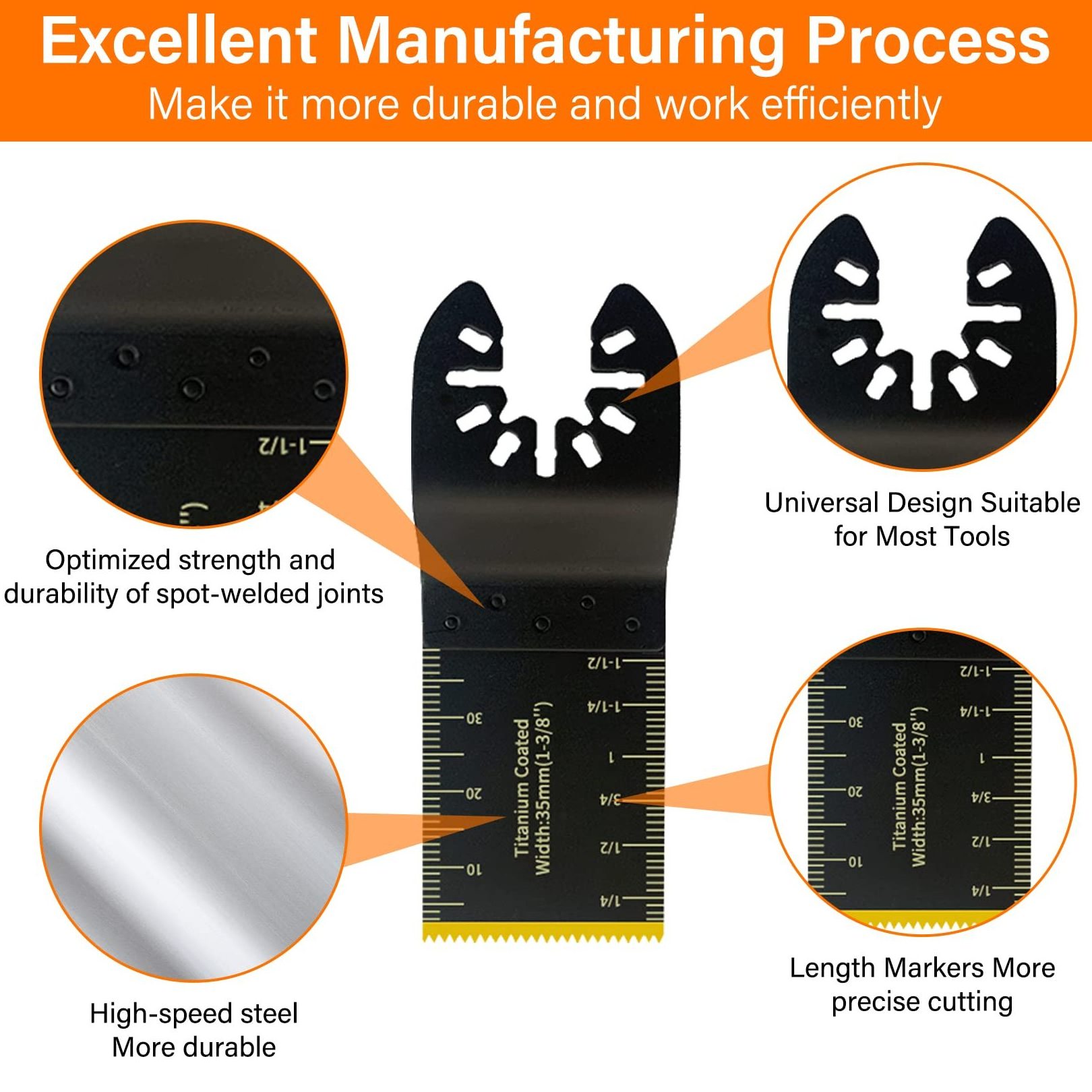 Titanium-Coated Swing Saw Blades for Oscillating Multitools,for Cutting Wood Metal SHALL