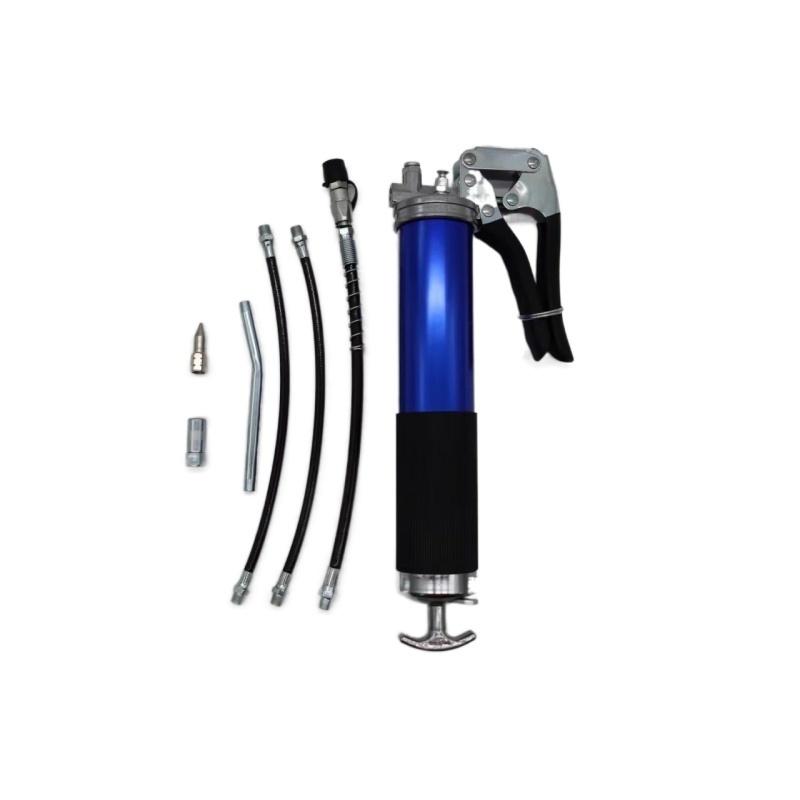 Aluminum Alloy Hand Operated Grease Guns 10000 Psi Gun Coupler Greese Gear Nozzle Size Nipple Hose Set Clear Tubes