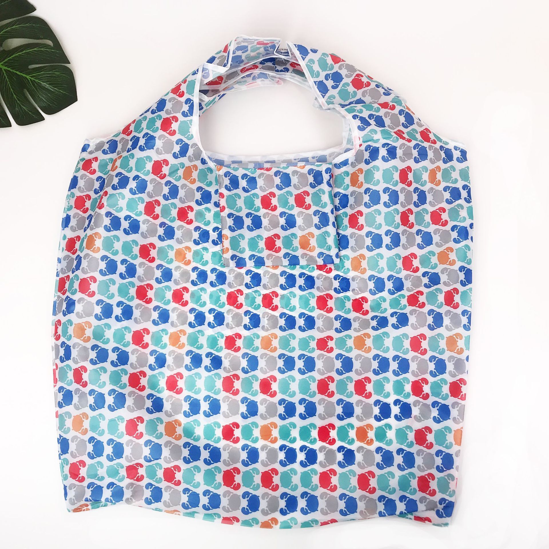 Durable and Lightweight Grocery folding up Bag Ripstop Polyester Shopping Bags Foldable into Attached Pouch