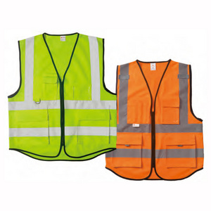 Construction Safety Vest With Pockets Men Surveyor High Quality Visible Green Orange Multicolor