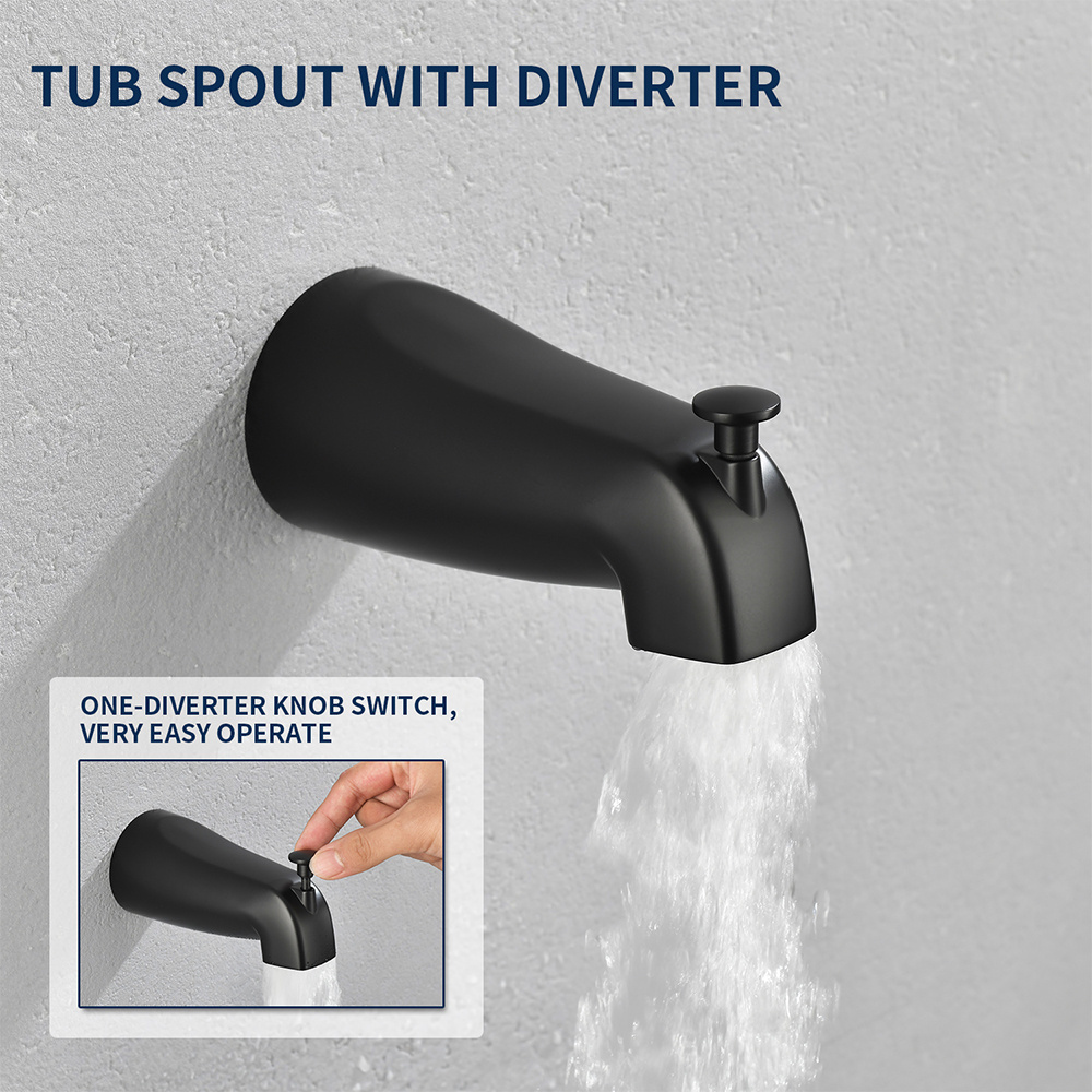 Modrern 3 way shower diverter valve matte black shower mixer valve concealed shower valve with diverter tub spout