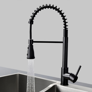 Modern matte black hot and cold kitchen mixer taps 2 in 1 flexible pull out kitchen faucets with pull down sprayer