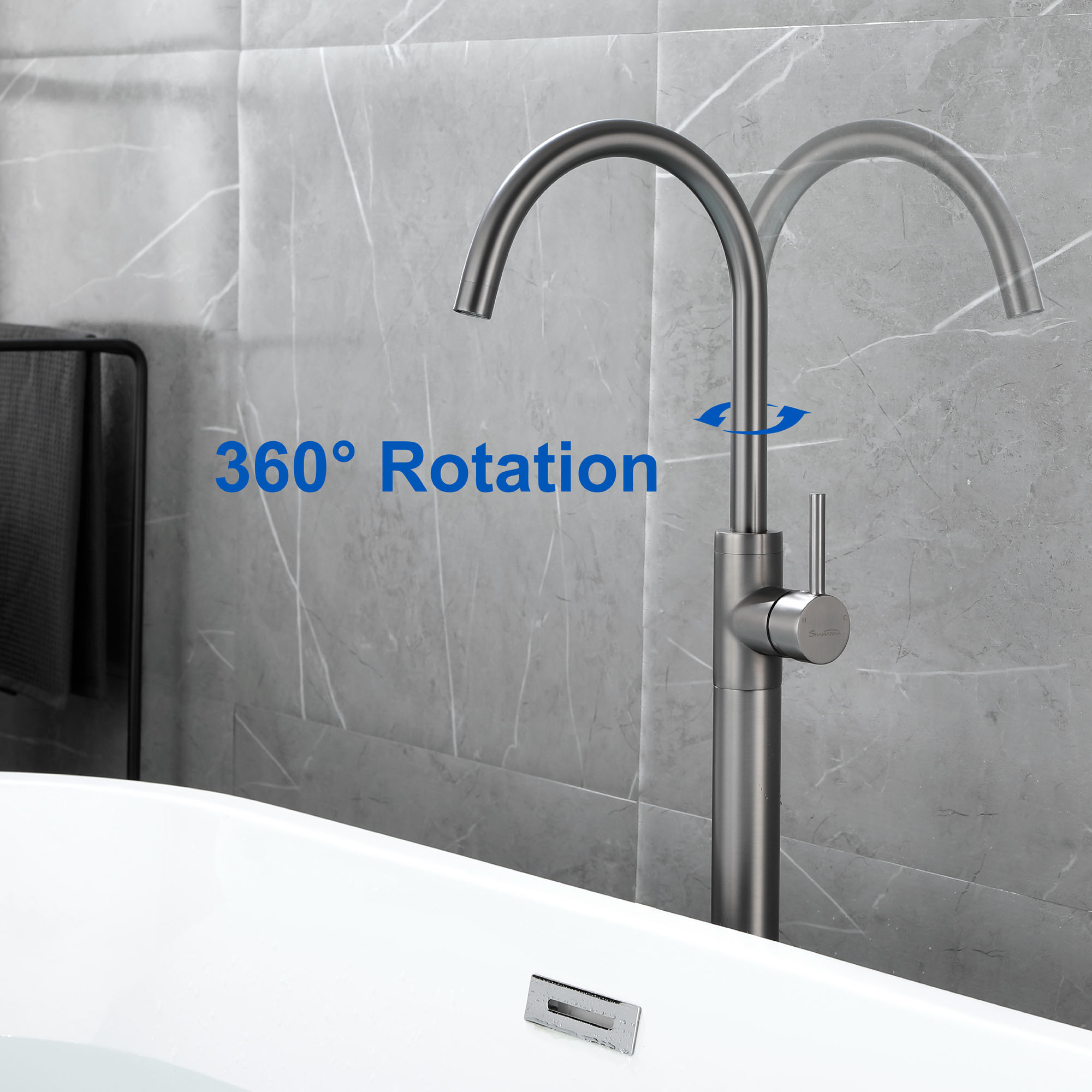 High quality cUPC high flow floor standing bathtub water mixer brass tub filler free standing bathtub faucet