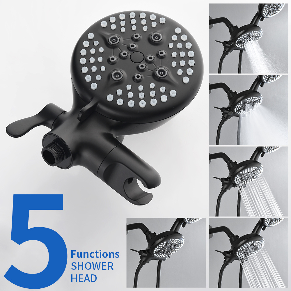 High pressure shower tub kit 3 handle wall mounted concealed shower faucet with valve and tub spout