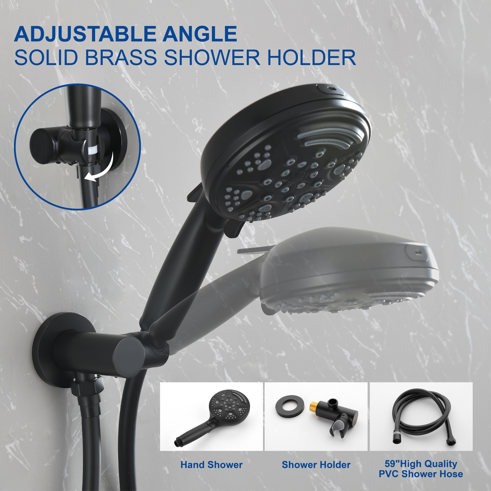 Modern hot and cold water mixer brass shower faucet matte black shower trim kit and valve high pressure rain shower set