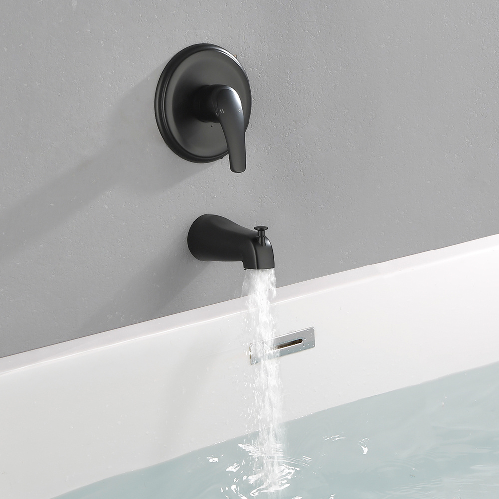 Modrern 3 way shower diverter valve matte black shower mixer valve concealed shower valve with diverter tub spout