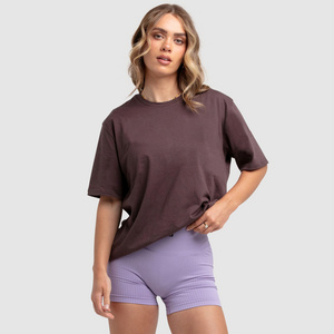 2024 Womens Heavyweight 100% Cotton Thick Breathable Crewneck T-shirt With Elbow Length Short Sleeve Custom Vendor