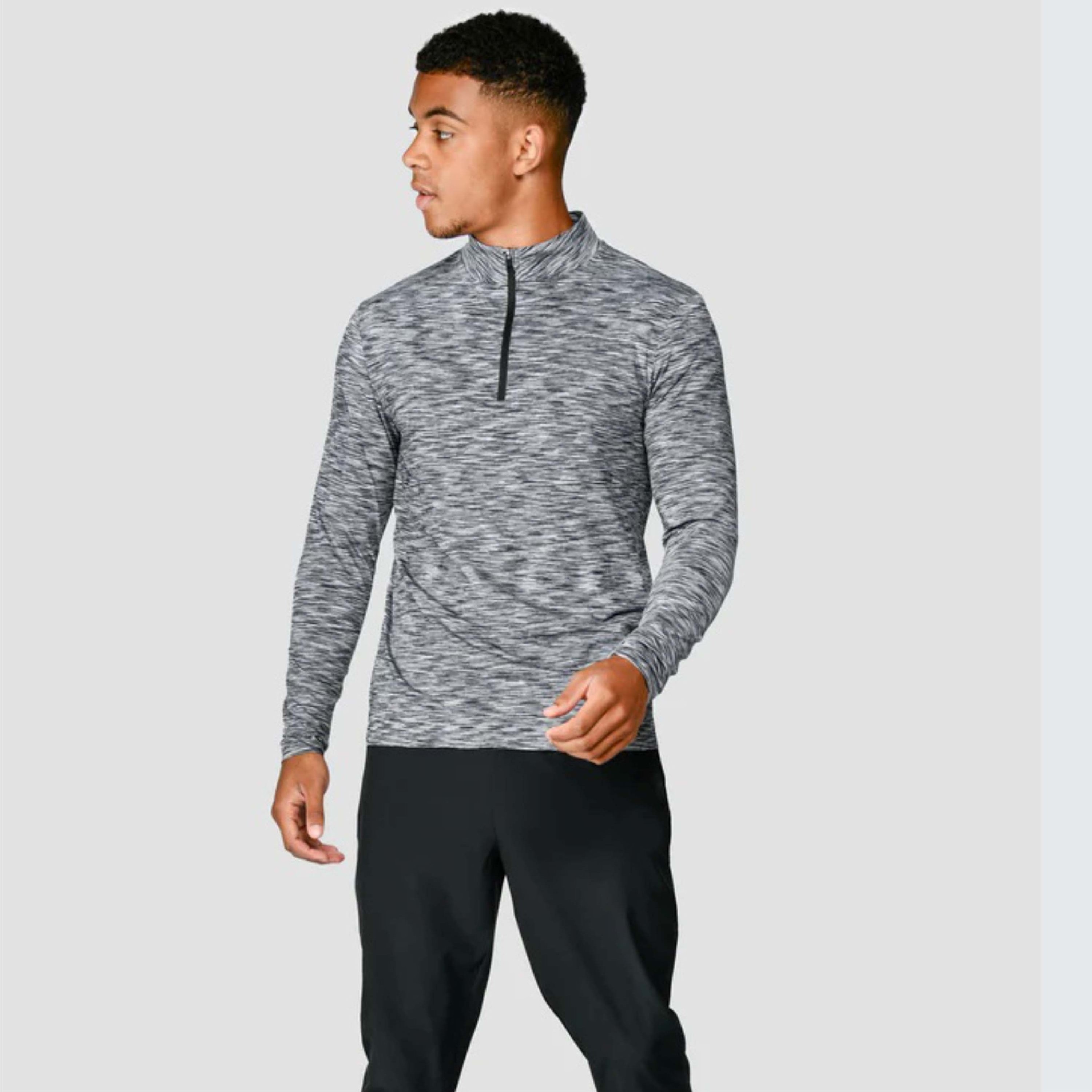 Men Breathable Golf Gym Stand Collar Long Sleeve Quarter Zip Golf Shirt 1/4 Quarter Zip Pullover Shirts