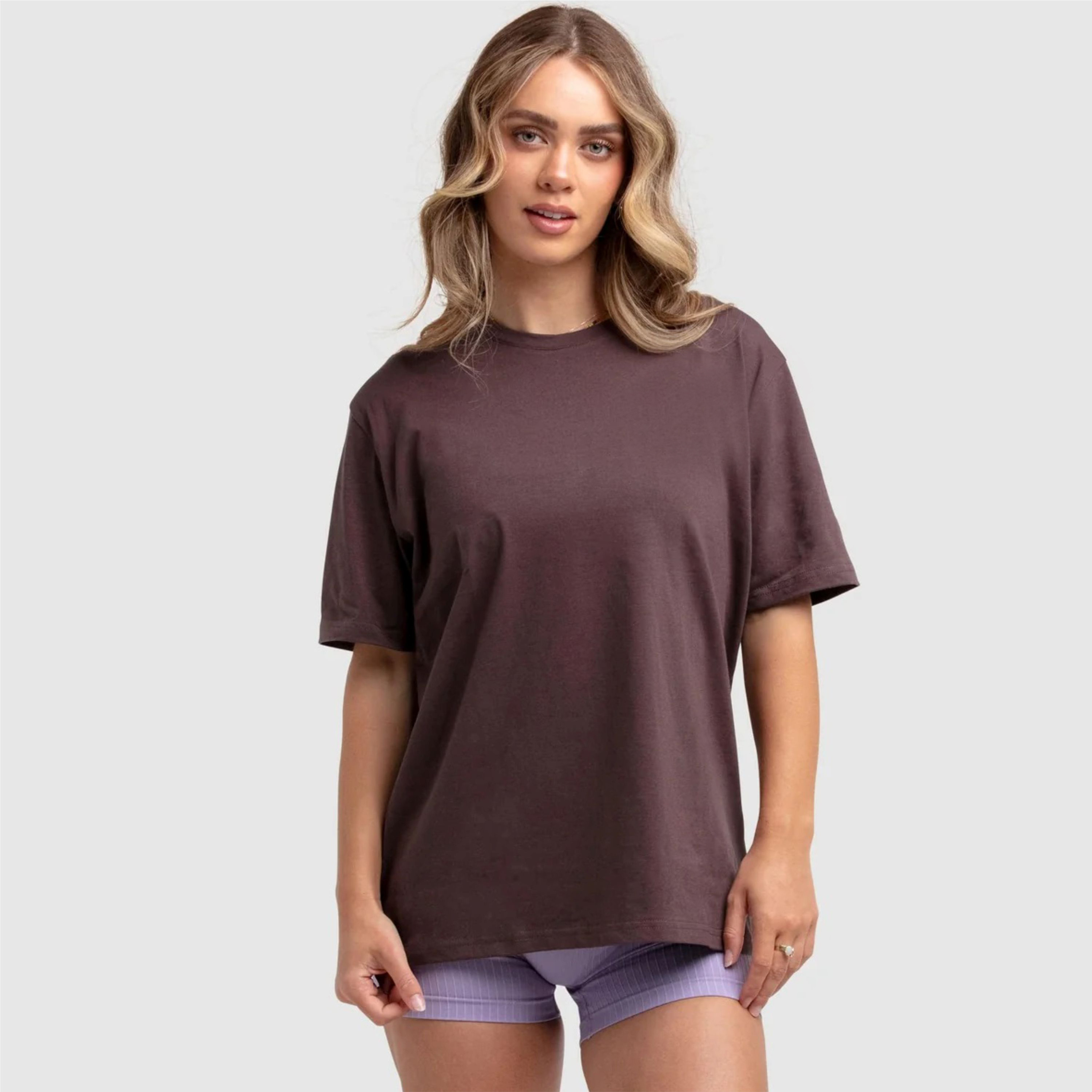 2024 Womens Heavyweight 100% Cotton Thick Breathable Crewneck T-shirt With Elbow Length Short Sleeve Custom Vendor