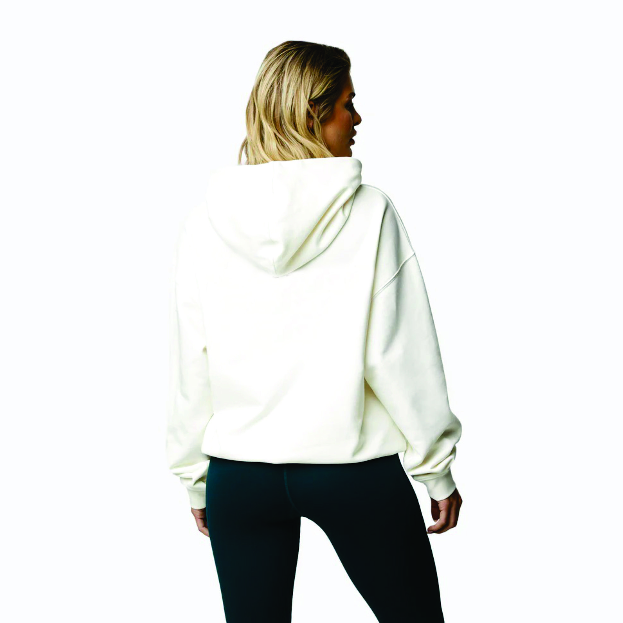 Drop Shoulder Relaxed Fit 100% Cotton Established Relaxed Fit Hood Cream Women's Pullover Hoodie