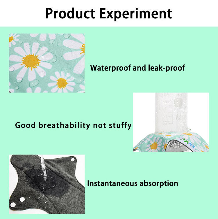 Biodegradable washable cloth bamboo charcoal menstrual women pads breathable women feminine panty liner sanitary napkin pad