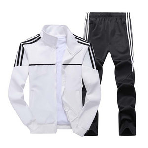 New Fashion Design Track Suit White Jacket And Black Trouser Outdoor Men Track Suit