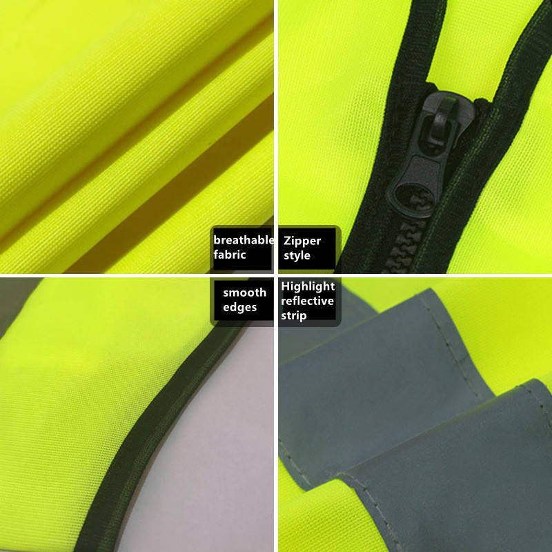 100% Polyester Multi Pockets Zip Security High Reflective Safety Clothing Men's Safety Vest in Comfortable Price