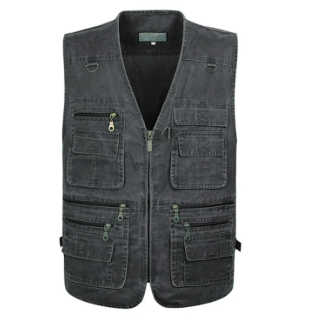 New Male Casual Summer Big Size Cotton Sleeveless Vest With Many 16 Pockets Men Multi Pocket Photograph Waistcoat