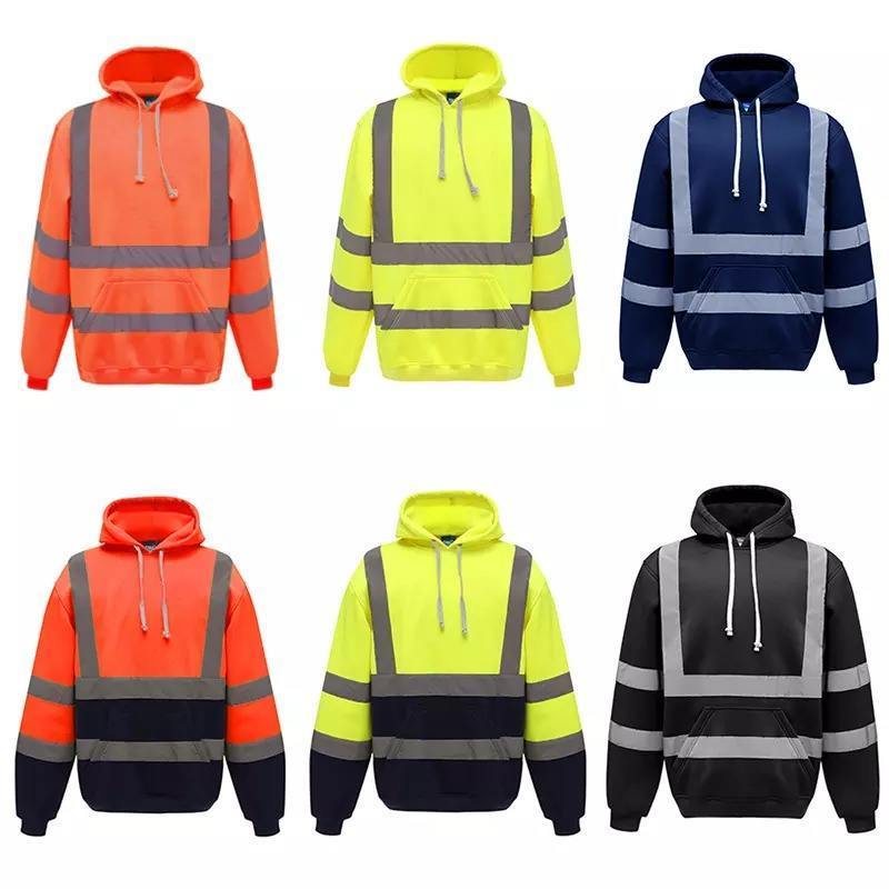 Wholesale Price Double Layer High Visibility Inner Fleece Reflector Safety Workers Hoodies / Jacket For Winter Season