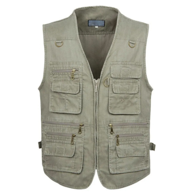 New Male Casual Summer Big Size Cotton Sleeveless Vest With Many 16 Pockets Men Multi Pocket Photograph Waistcoat