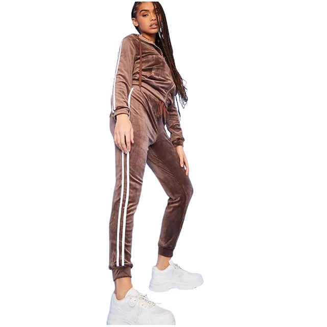 Velour Tracksuits women with side stripe Women Velour Blank Gym Tracksuit With Side Stripe brand name tracksuit jogging suit ve