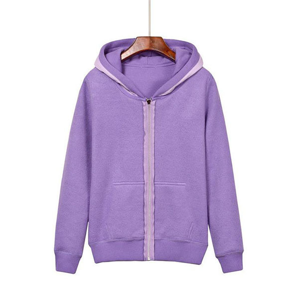 Purple Color Ladies Tracksuit With Hoodie And Custom Trouser For Women