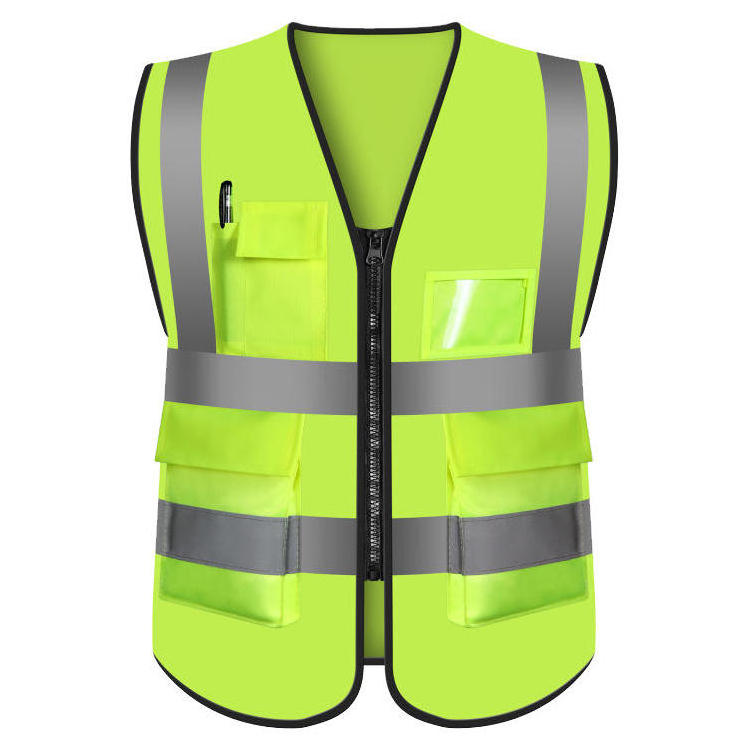 100% Polyester Multi Pockets Zip Security High Reflective Safety Clothing Men's Safety Vest in Comfortable Price