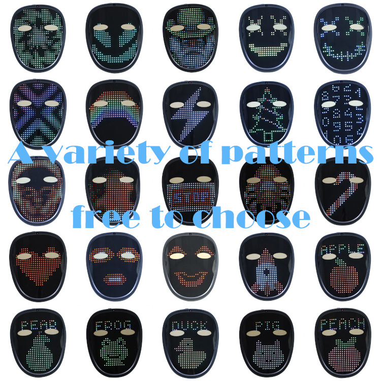 2024 New Fashion Explosive Creative Halloween Face Party Kid Mask Child Full Color Led Face Changing Mask