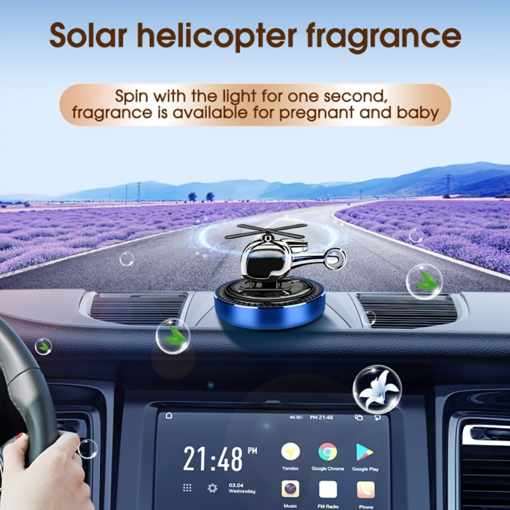 2024 new design Car Perfume Car Aromatherapy Solar Helicopter Ornaments Inside The Car Air Fresh Deodorization Rotating Perfume