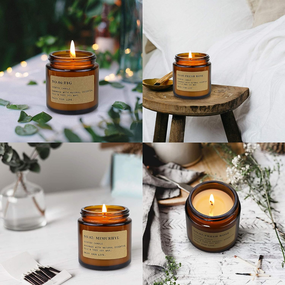 Soy Wax Long Lasting Amber Jar Candles for Valentine Birthday Mother's Thanksgiving Day Present wedding high quality Candles set