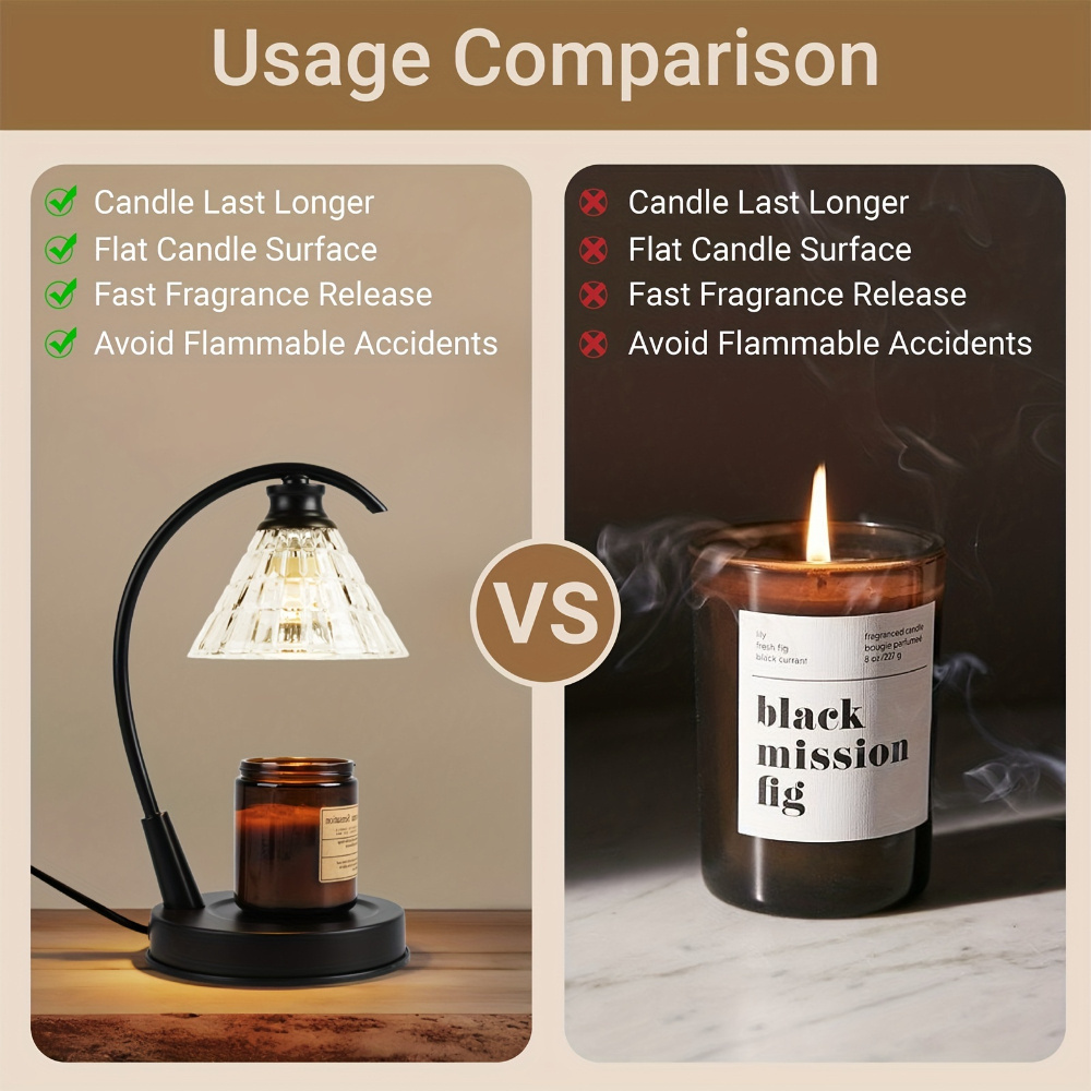 Candle Warmer Lamp Dimmable Light Crystal Glass Candles Melter With Time With Bulbs For Melting Jar Candle Light For Scented