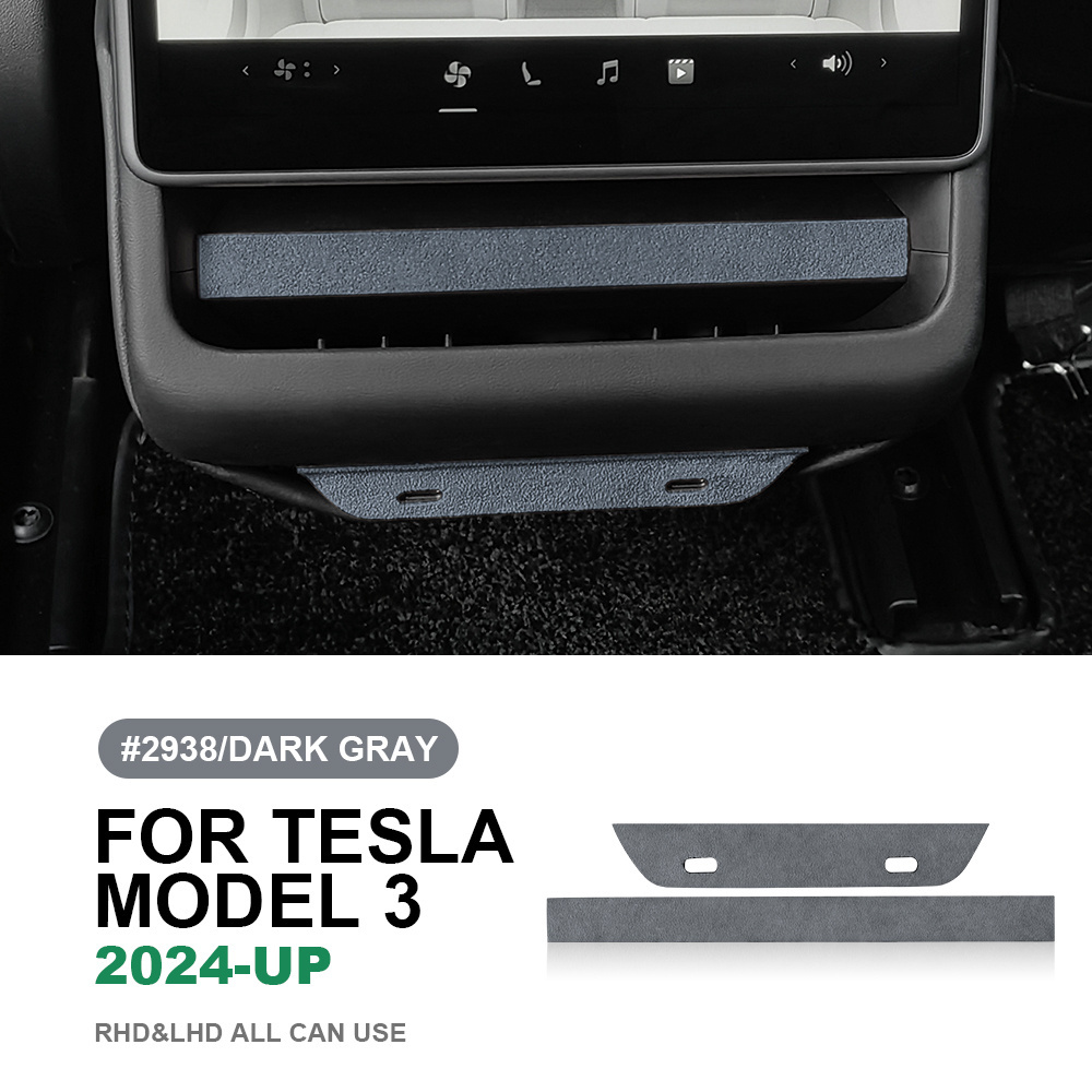 Italian Top Suede Rear Air Outlet Trim Panel Stickers for Tesla Model 3 Highland 2024-Up Decor Car Interior Accessories