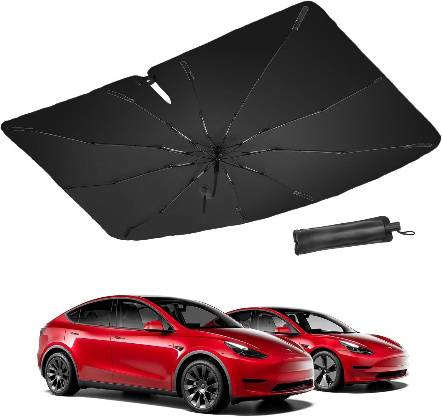 For Tesla Model Y Model 3 2016-2024 Windshield Shade Umbrella Front Window Sunshade Cover with Handle Car Interior Accessories