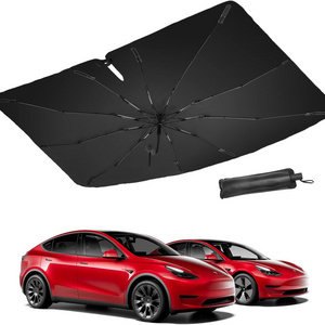 For Tesla Model Y Model 3 2016-2024 Windshield Shade Umbrella Front Window Sunshade Cover with Handle Car Interior Accessories